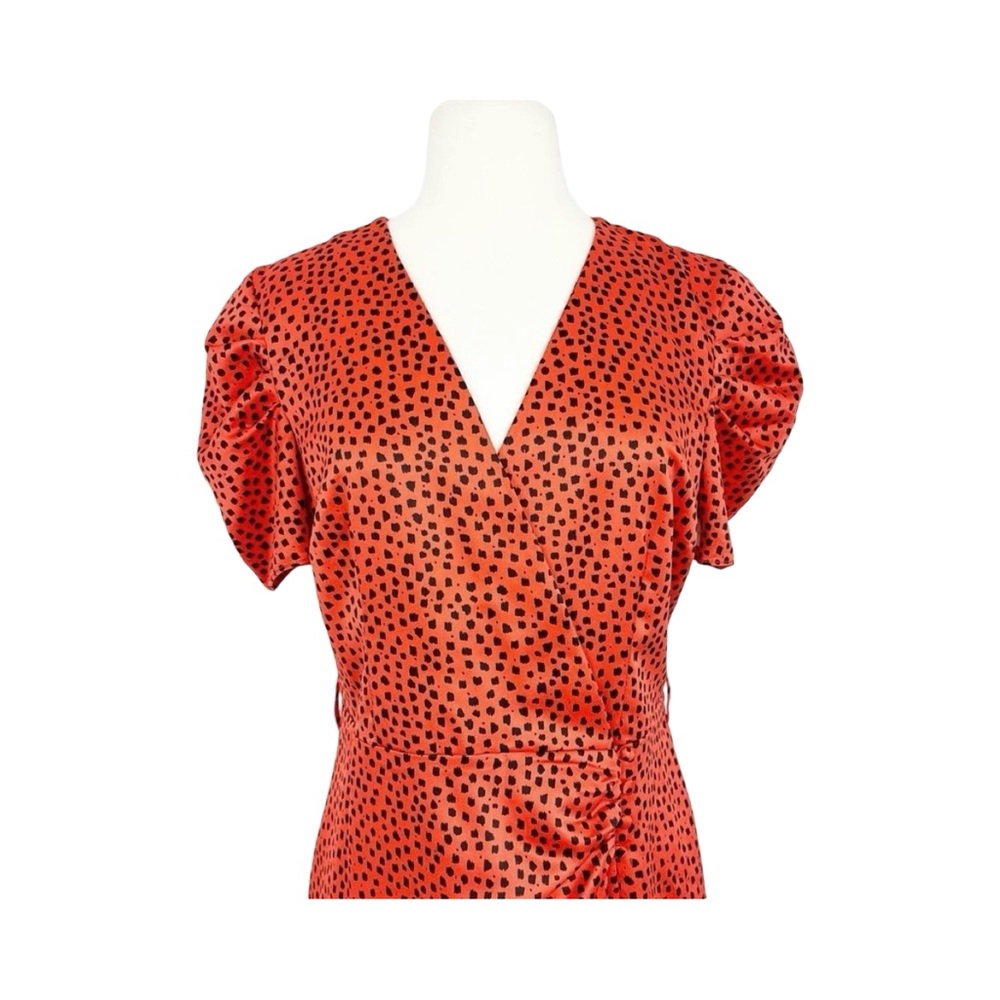 RIVER ISLAND Red Spotted Faux Wrap Midi Dress - Picture 4 of 10